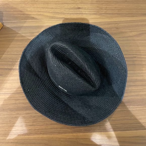 Calvin Klein Wide Brim Floppy Black Sequin Women\'s Natural Black Straw Sun Hat main image 5